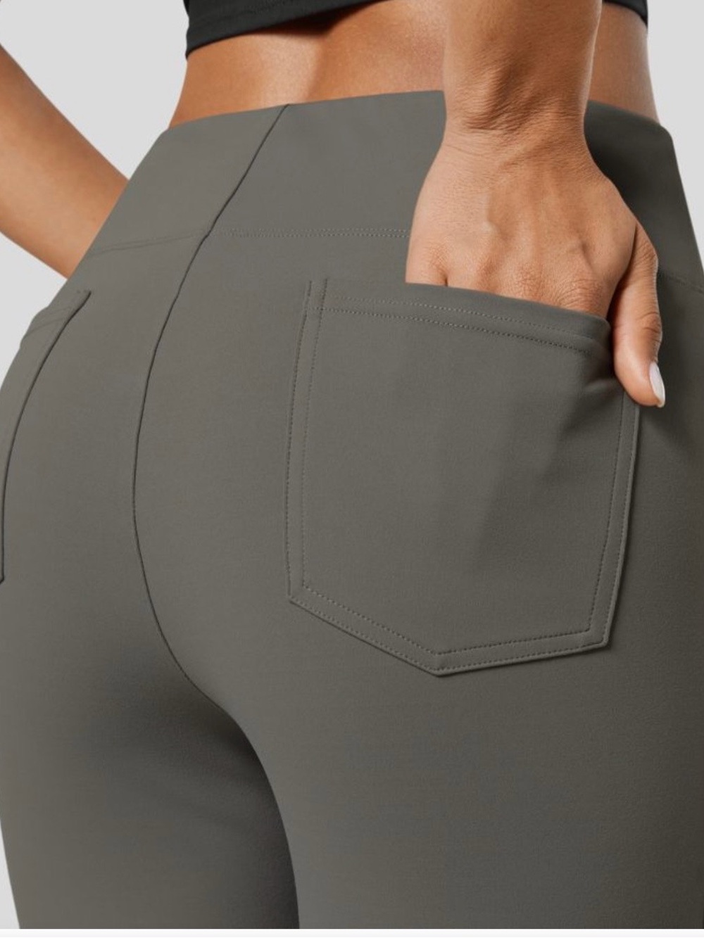 Halara Flex High Waisted Back Side Pocket Slight Flare Work Pants - Picture 5 of 9